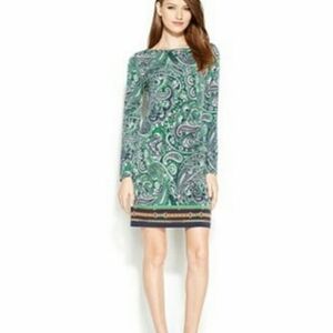 Michael Kors blue and green paisley dress || small
